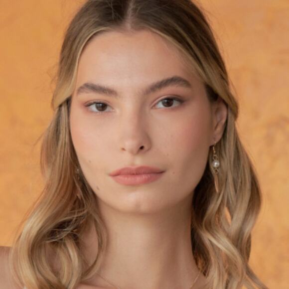 Gold & Pearl Feather Drop Earrings - Picture 4 of 8